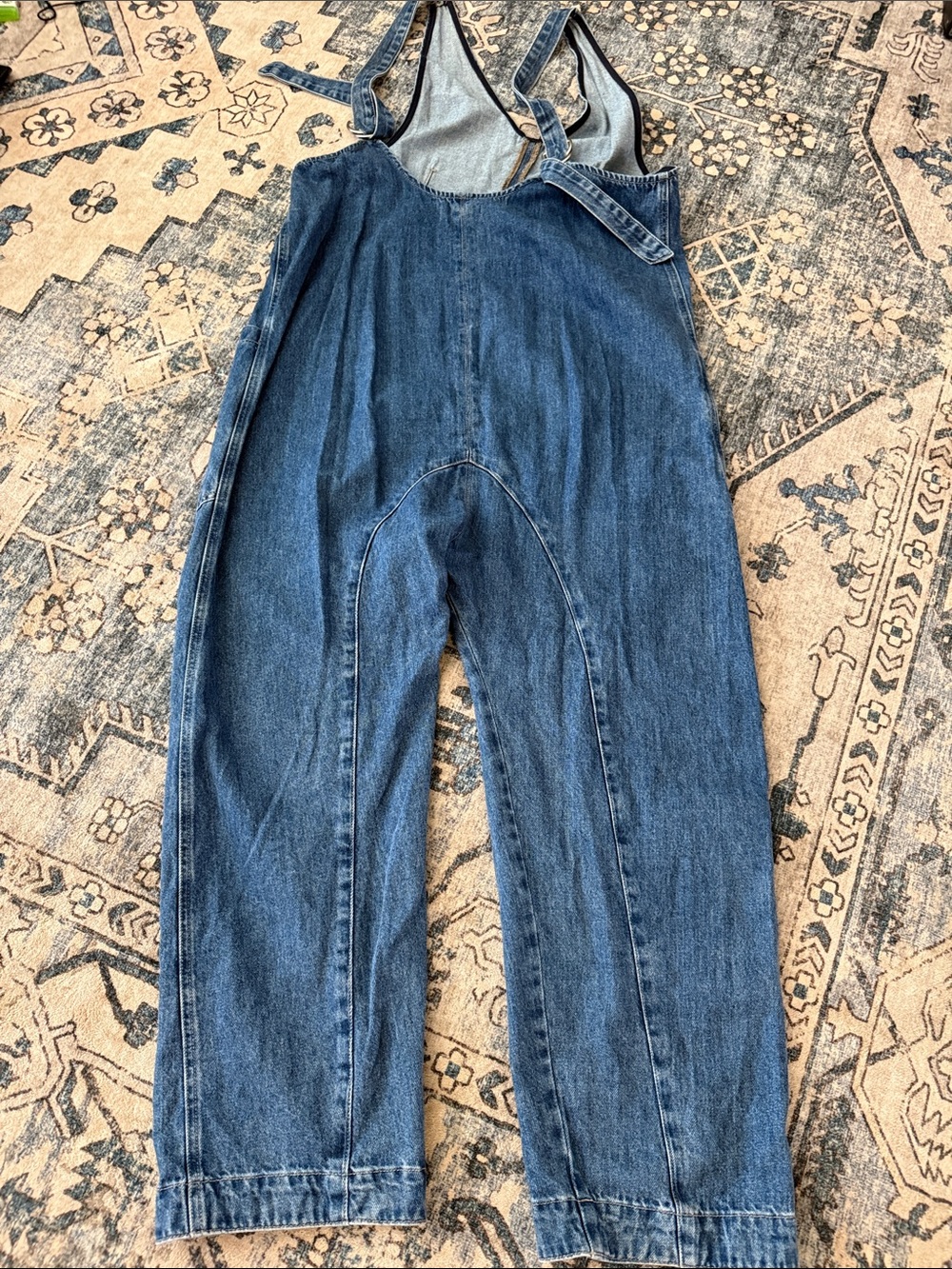 We The Free Dark Blue Denim Jumpsuit Overalls with Front Pockets - Picture 3 of 3